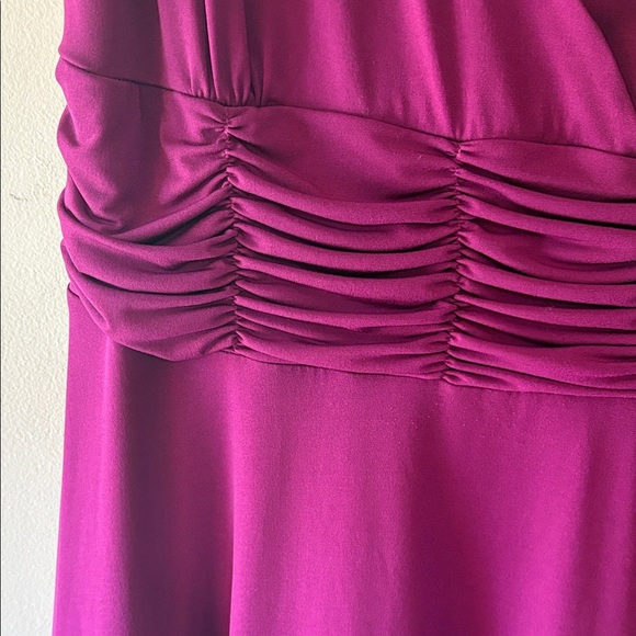 Aa Studio Deep Purple Gathered Midi Dress Size 14 - Picture 3 of 7